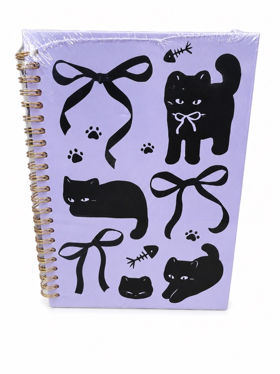 Other - Lavender Spiral Notebook with Cute Black Cat Design